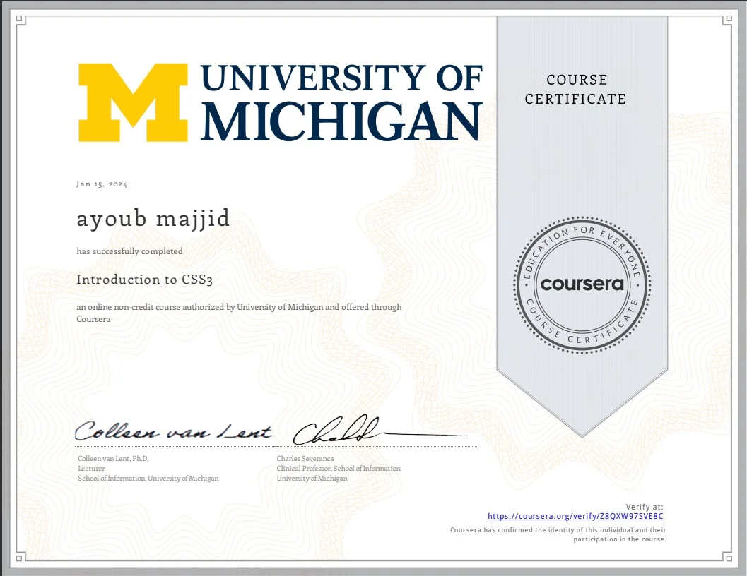 css certificate