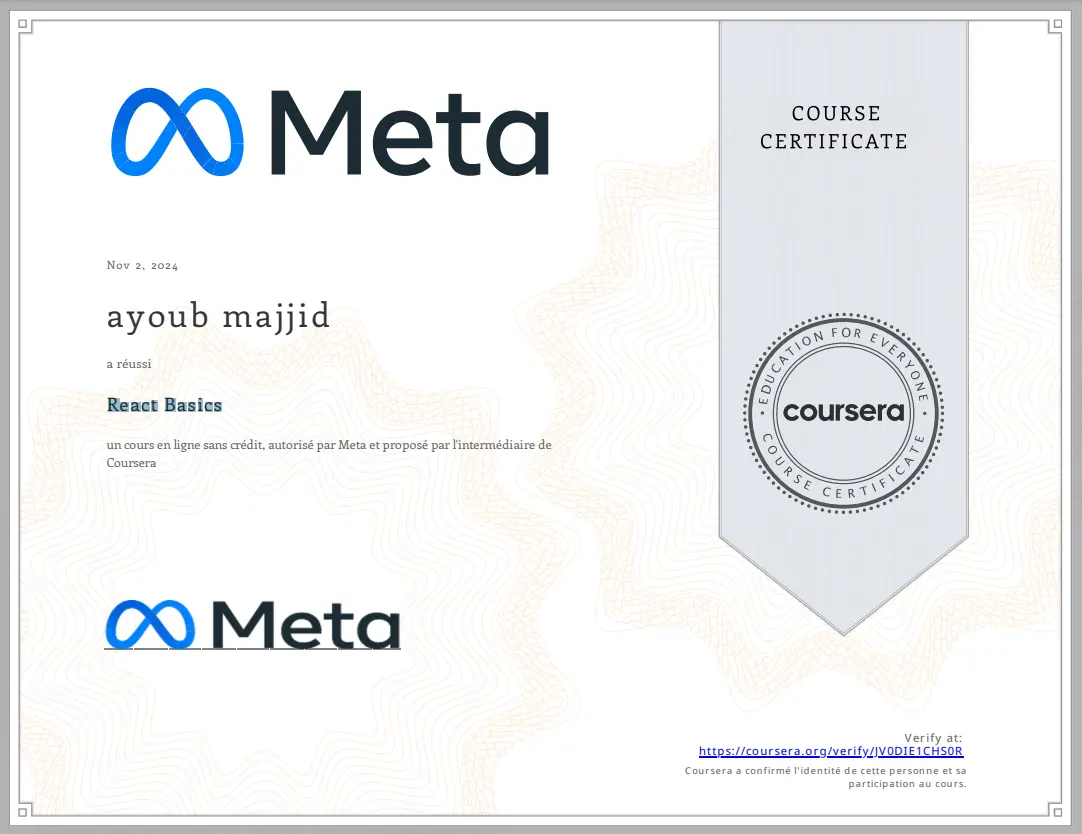 Reacct basics certificate